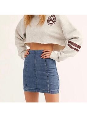FREE PEOPLE Modern Femme Denim Mini Skirt Hickory 12
